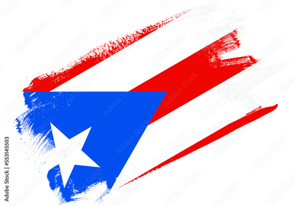 Obraz premium Abstract paint brush textured flag of puerto rico on white background