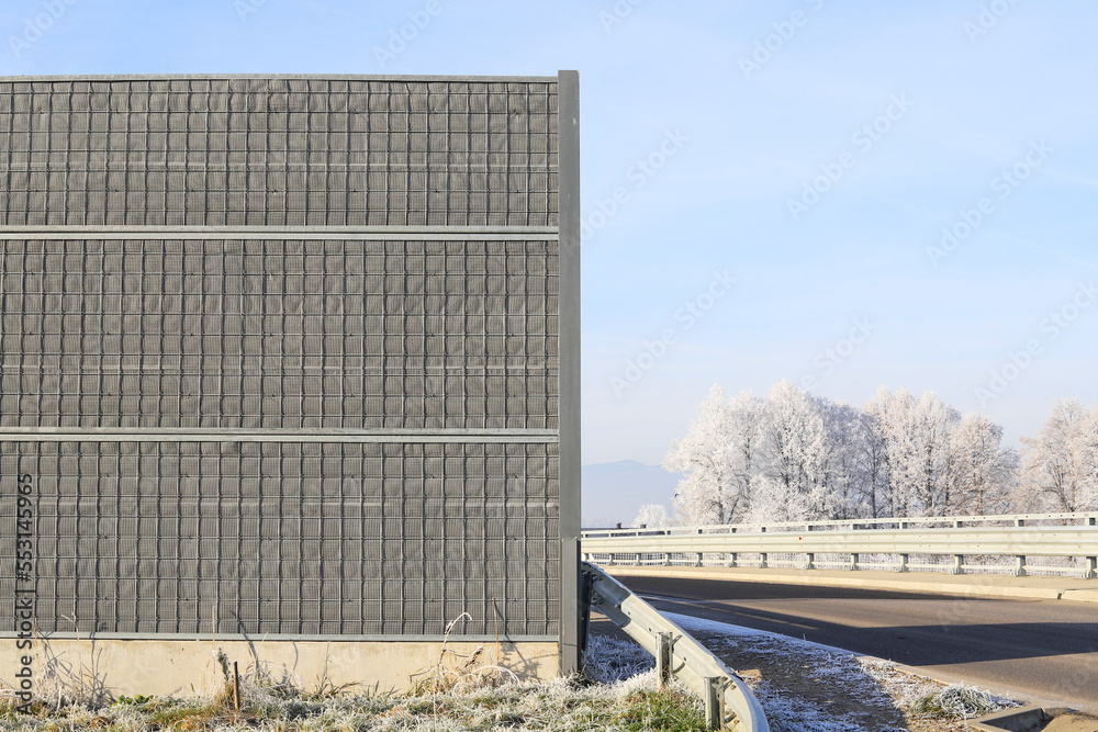 RABKA ZDROJ, POLAND - NOVEMBER 30, 2022: Sound barriers along a noisy highway.