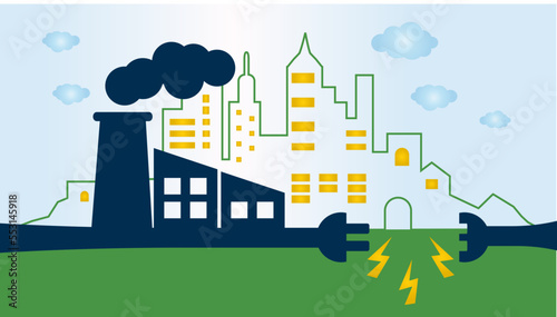 Coupure d'électricité sur certaines entreprises, sobriété énergétique, réduction de la consommation électrique globale, concept de ville.