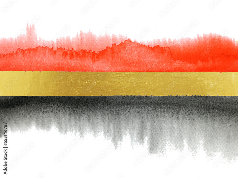 watercolor painting template abstract frame gold black and red hand