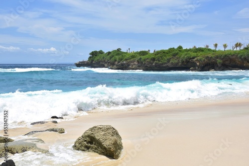 Waves crushing on Dream beach, Nusa Lembongan, Bali, Indonesia
