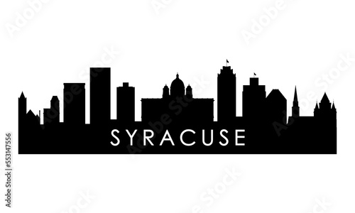Syracuse skyline silhouette. Black Syracuse city design isolated on white background.