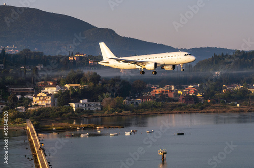 Approach to the airport runway in Corfu,Greece