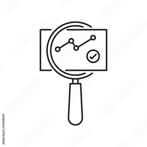 thin line quality control icon like audit validity. concept of key performance indicator or business visualisation. linear trend graphic stroke design lineart icon