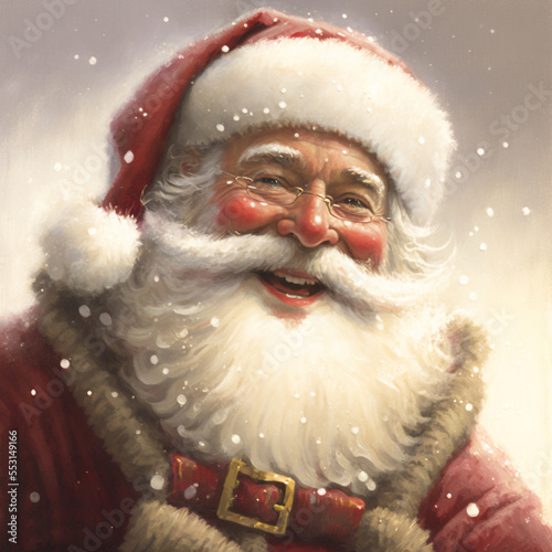 Illustration of jolly Santa Claus, digital art photo