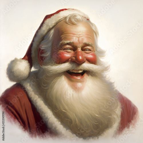 Illustration of jolly Santa Claus, digital art