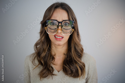 Woman with glasses doubt