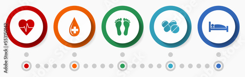 Hospital vector icon set, medical concept flat design web buttons, infographic template