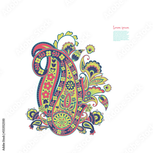 Vector Isolated indian pattern with paisley