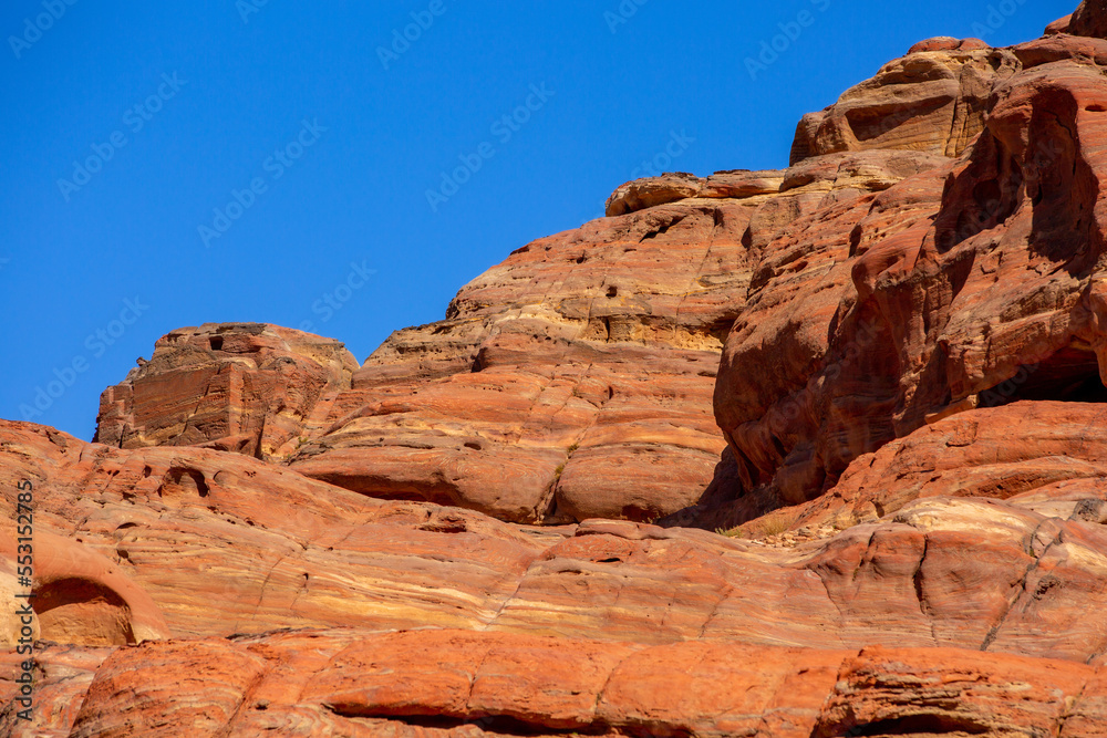 Facades Street caves in the ancient city of Petra City, Jordan Petra, famous historical and archaeological site Facades Street caves in the ancient city of Petra City, Jordan Petra, famous historical and archaeological site
