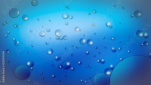 Water droplets on blue surface, graphic for background or other design illustration and artwork.