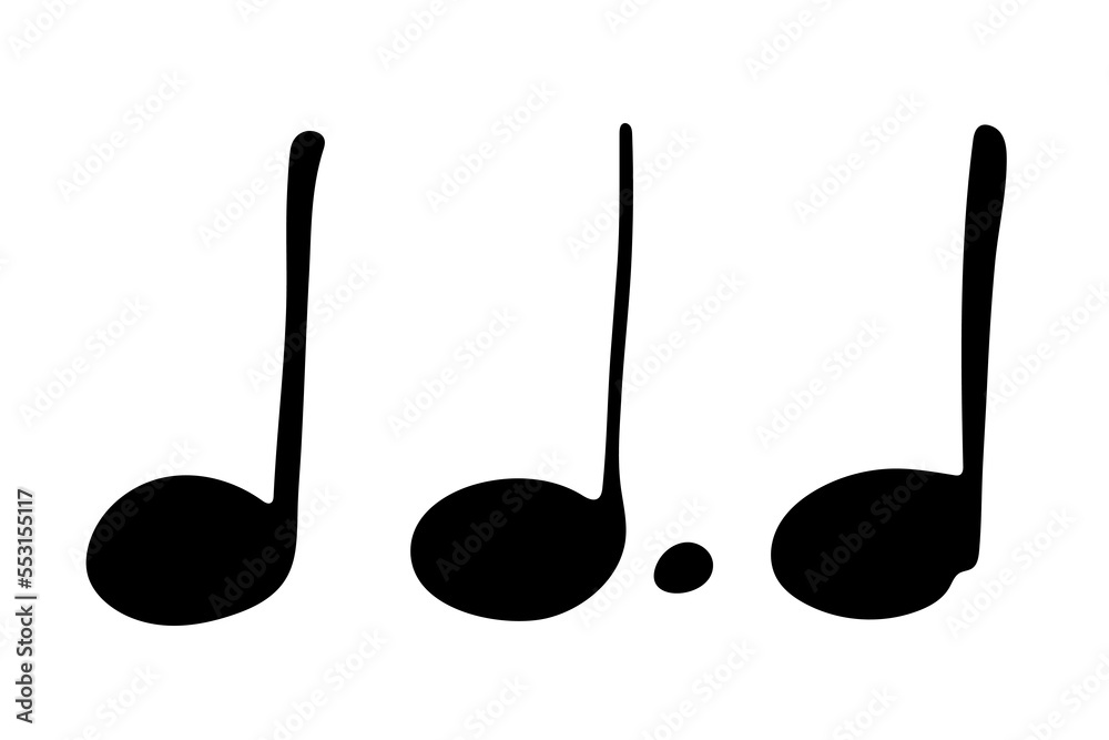Music note doodle set. Hand drawn musical symbol. Elements for print, web, design, decor, logo Music note doodle set. Hand drawn musical symbol. Elements for print, web, design, decor, logo