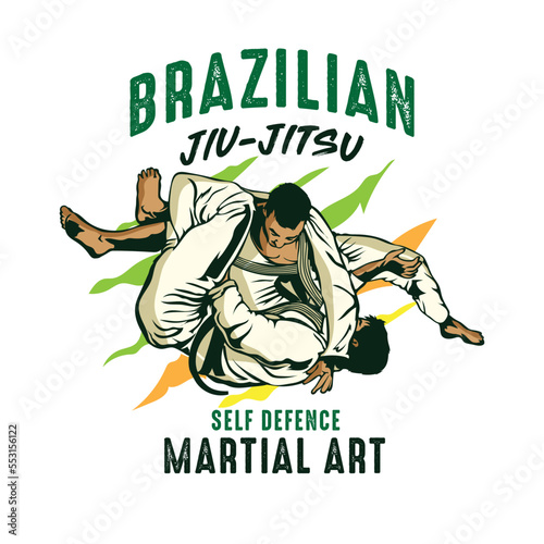Jiu-jitsu martial art vector illustration, perfect for t shirt design and martial art training club logo design