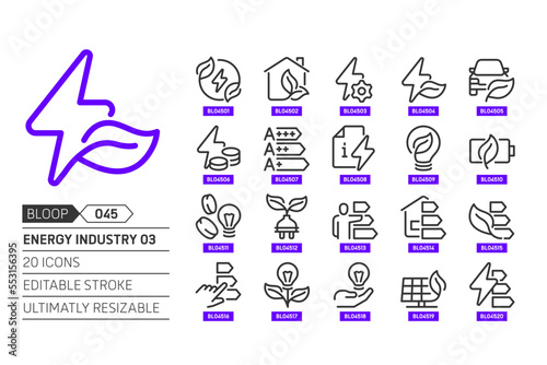 Energy industry 03 related, pixel perfect, editable stroke, up scalable, line, vector bloop icon set.