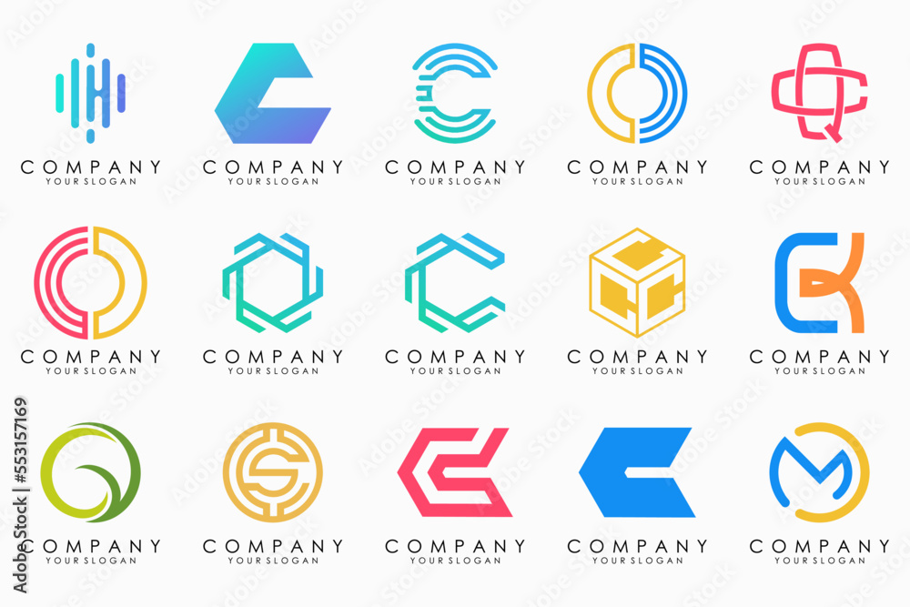 creative letter C logo icon set. design for business of luxury, elegant, simple.