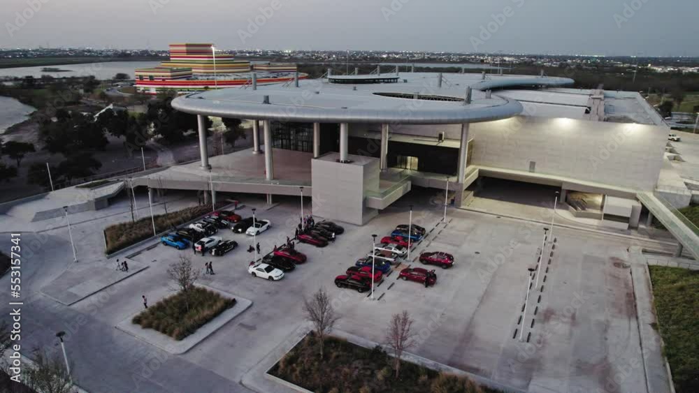 AERIAL - Reynosa cultural ecological park, parking lot, Reynosa, Tamaulipas, Mexico, circling AERIAL - Reynosa cultural ecological park, parking lot, Reynosa, Tamaulipas, Mexico, circling