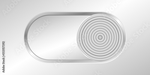 Design element in the form of a silver radio button. 3 D. Vector illustration.