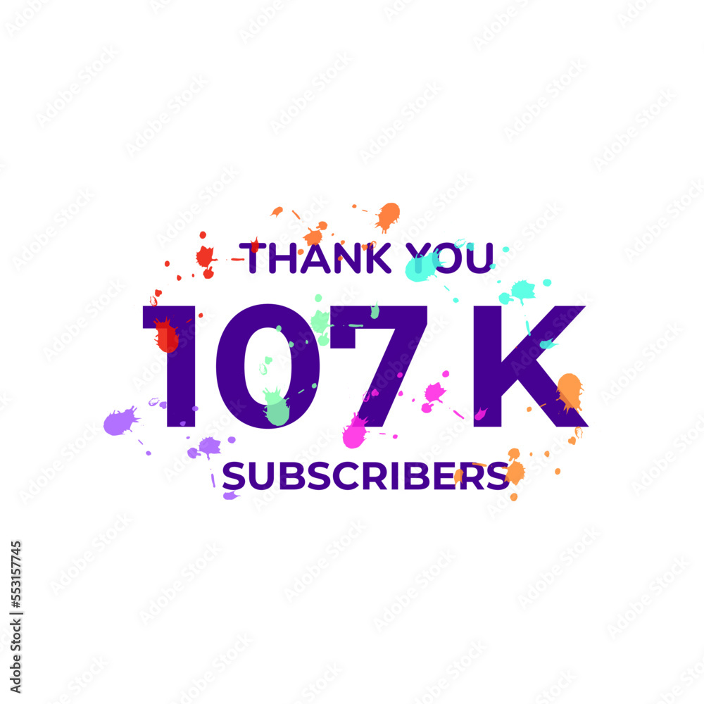 THANK YOU 107K FOLLOWERS CELEBRATION TEMPLATE DESIGN  VECTOR GOOD FOR SOCIAL MEDIA, CARD , POSTER