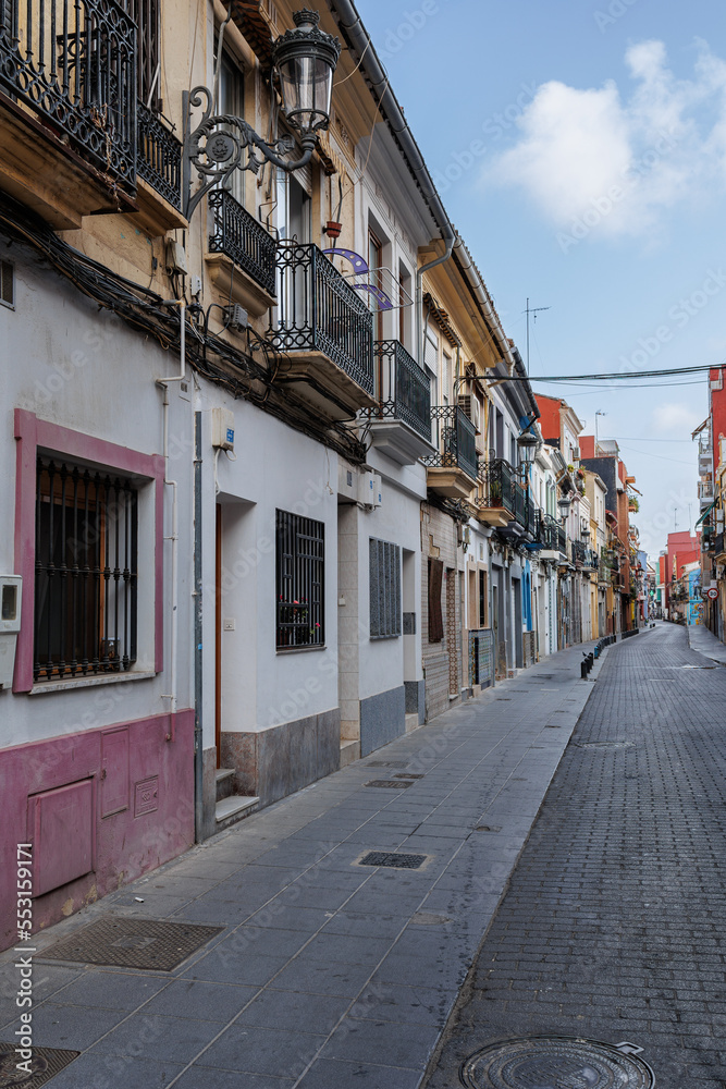 Houses in El Cabanyal, a Neighborhood in the City of Valencia, Spain