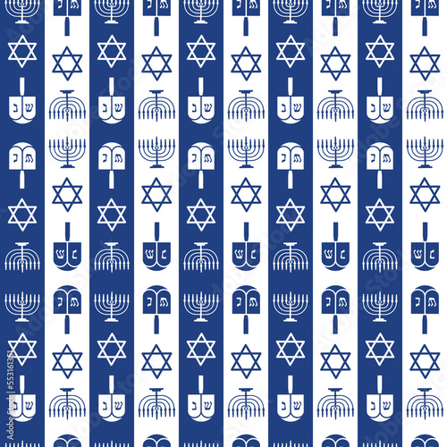 Hanukkah Blue Striped vector repeat pattern background design