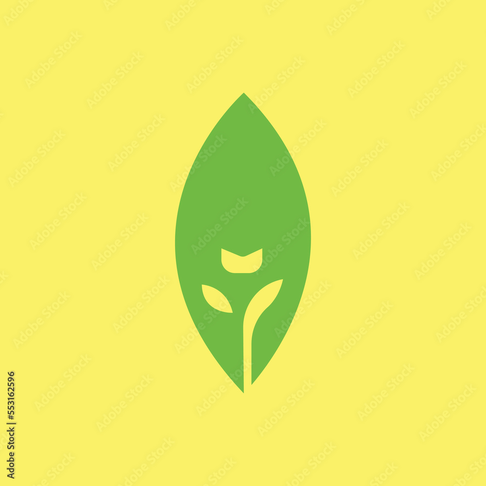 green leaf with water drops or with flower icon.