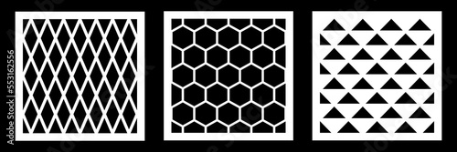 Geometric grids for cutting out and making a stencil. Laser and plotter cutting. Drawing a picture on various surfaces.