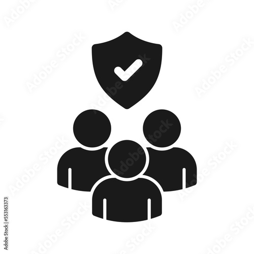 People insurance line icon. Health coverage sign. Life protection policy symbol. Quality design element. Color ditable. Linear style people insurance icon. Vector
