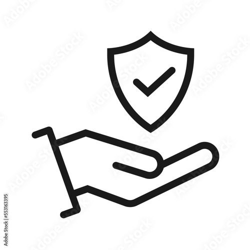 Insurance hand line icon. Risk coverage sign. Policyholder protection symbol. Quality design element. insurance hand icon vector