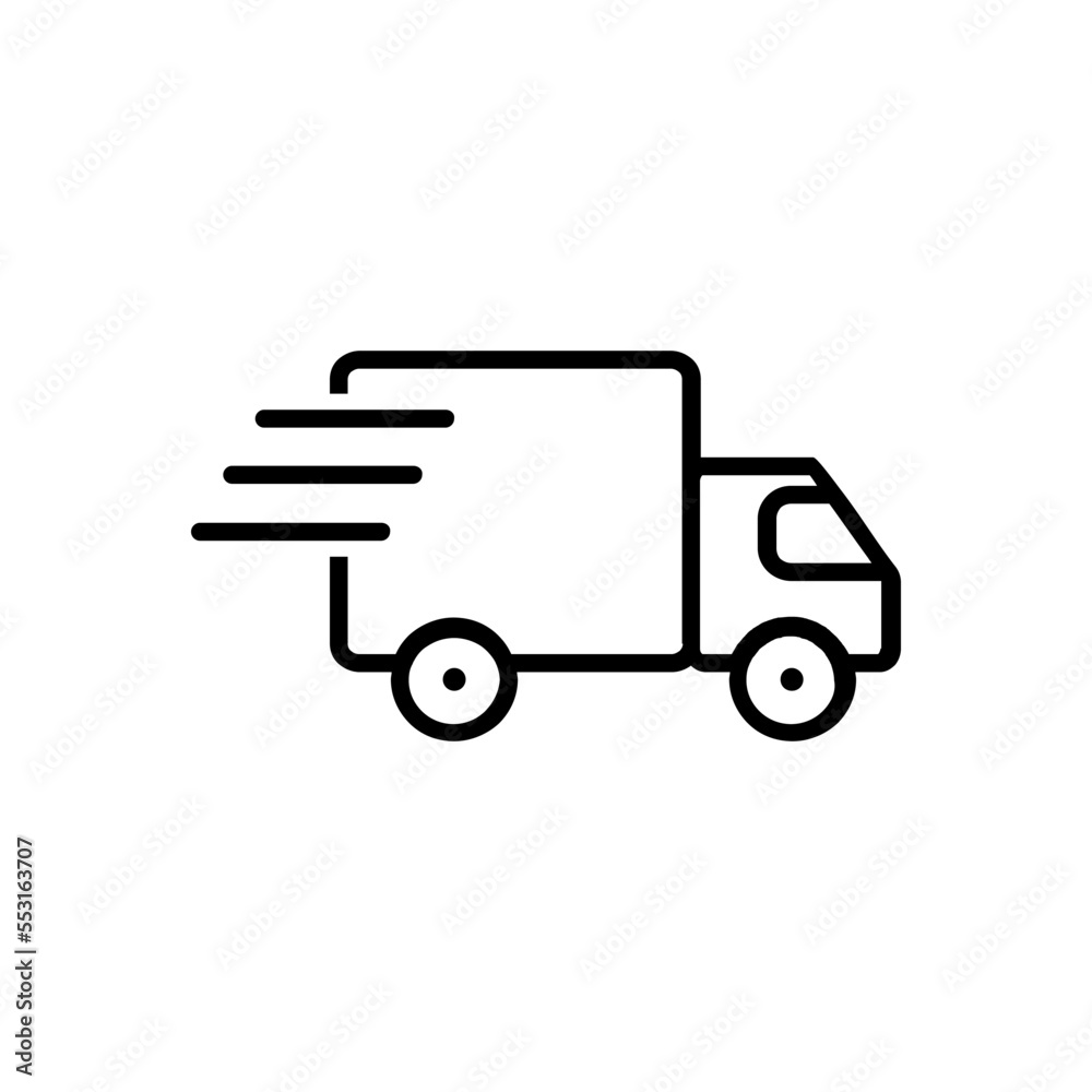 Fast shipping delivery truck linear style vector icon for apps and websites Fast shipping delivery truck linear style vector icon for apps and websites