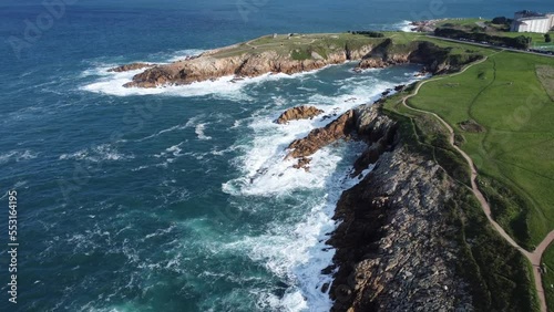 Scenic Drone Aerial Footage of A Coruña, Galicia, Spain, including USESCO World Heritage Site - Tower of Hercules - oldest existent lighthouse known. photo