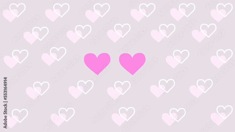  pink hearts on a dark pink background for Valentine's day