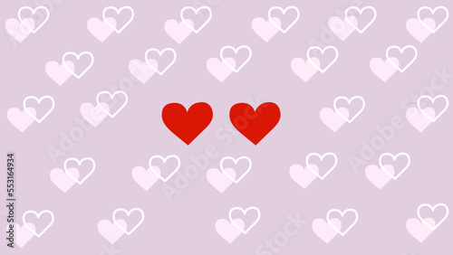 red and pink hearts on a pink background for Valentine's day