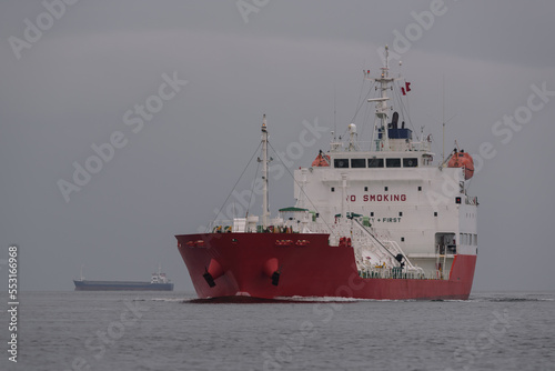 LPG TANKER - A ship with a cargo of gas is heading to the port 