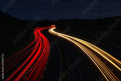 Long exposure of light trails on a highway