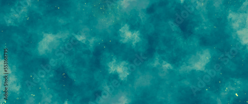 background with rays. background with wall cement. old vintage blue green background with distressed texture and grunge design with black border. Cosmic neon polar lights watercolor background.