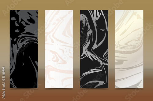 A collectible luxury set of unusual elegant design templates with a marble pattern for covers, brashures, banners, posters and creative decor. Elite premium design