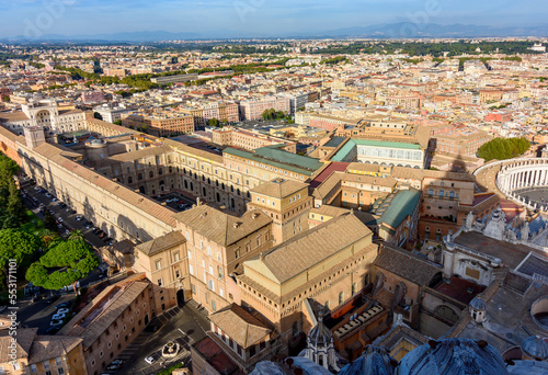 Aerial view of Vatican museums, center of Rome, Italy photo