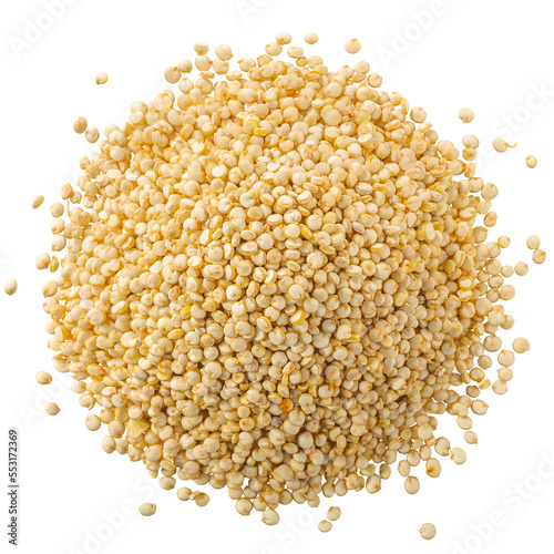 Pile of quinoa, an edible seeds of Chenopodium quinoa, isolated, top view png photo