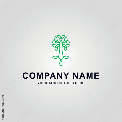 Logotipo de árbol minimalista, eco, natural