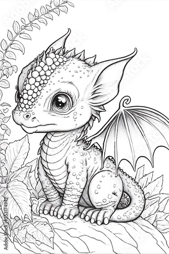 baby dragon coloring page, generated image
