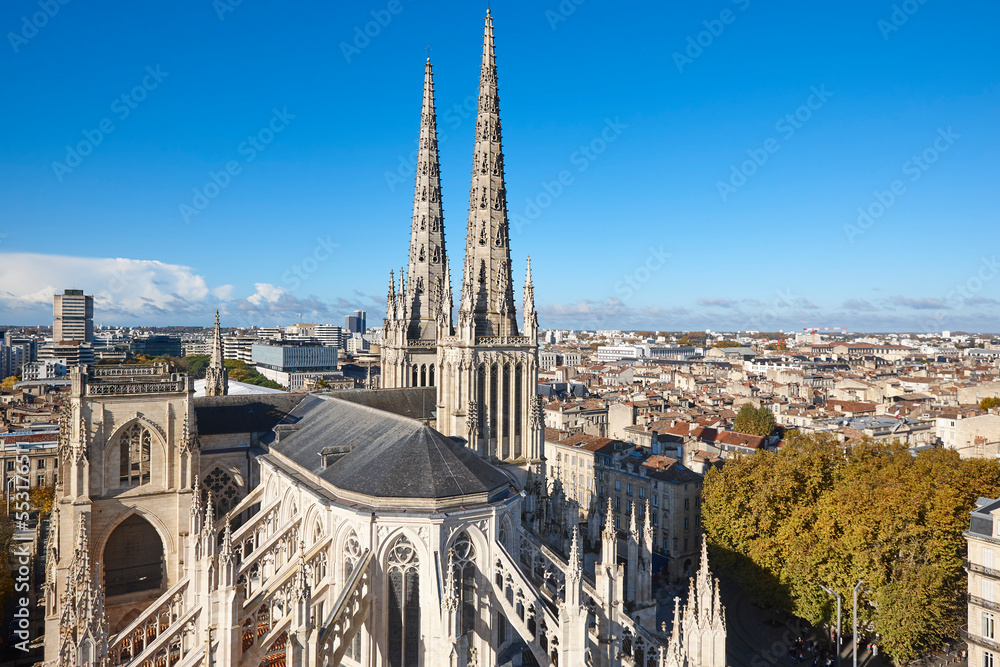 Ancient Saint Andre cathedral in Bordeaux historic center. Aquitaine, France