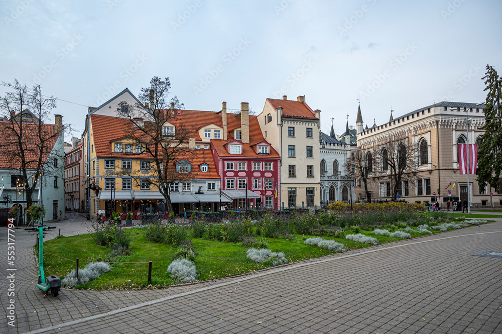 Livu square in old town of Riga in autumn, Riga, Latvia. 