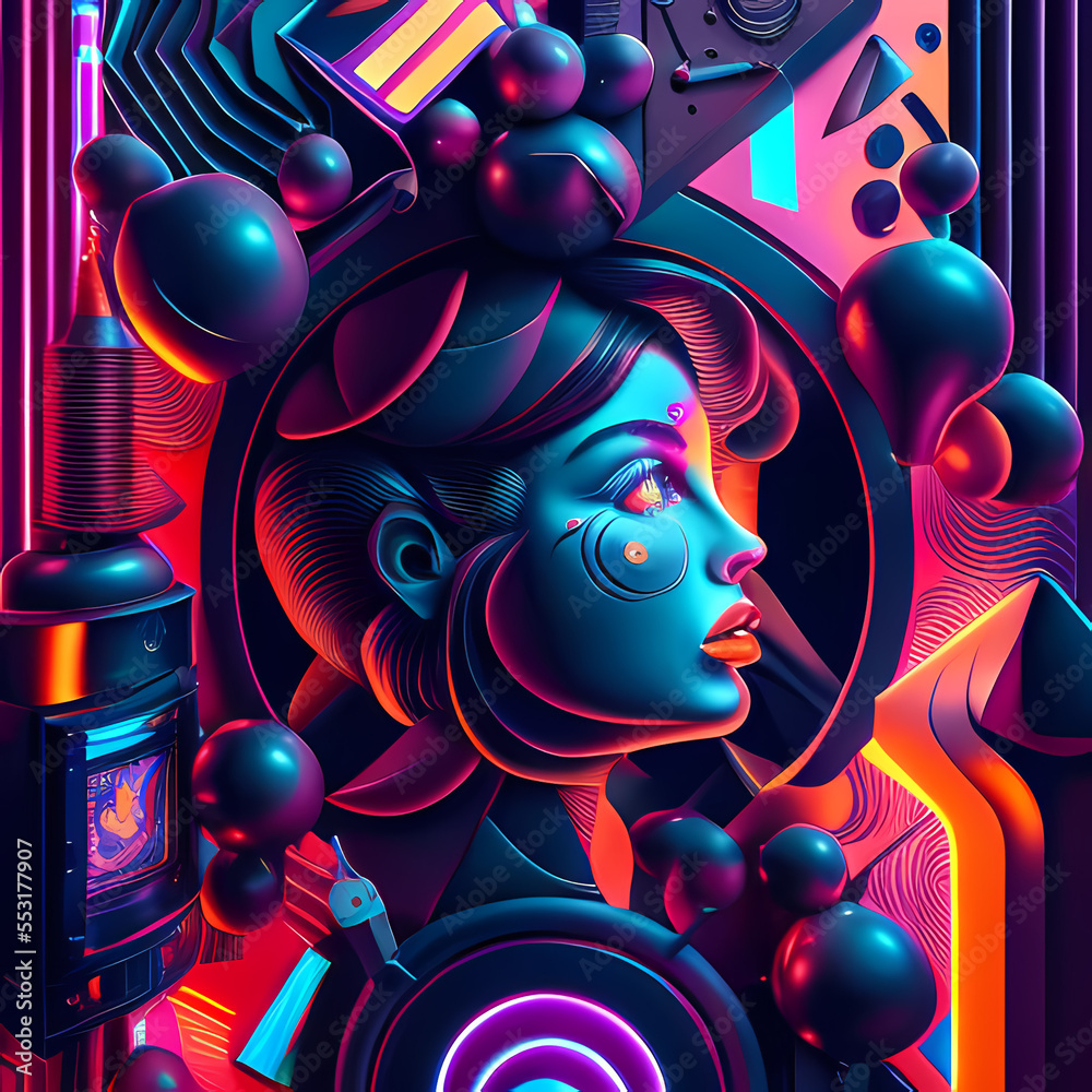 Fototapeta premium Fantastic Illustration: A Dreamlike Scene of Fantasy and Glow
