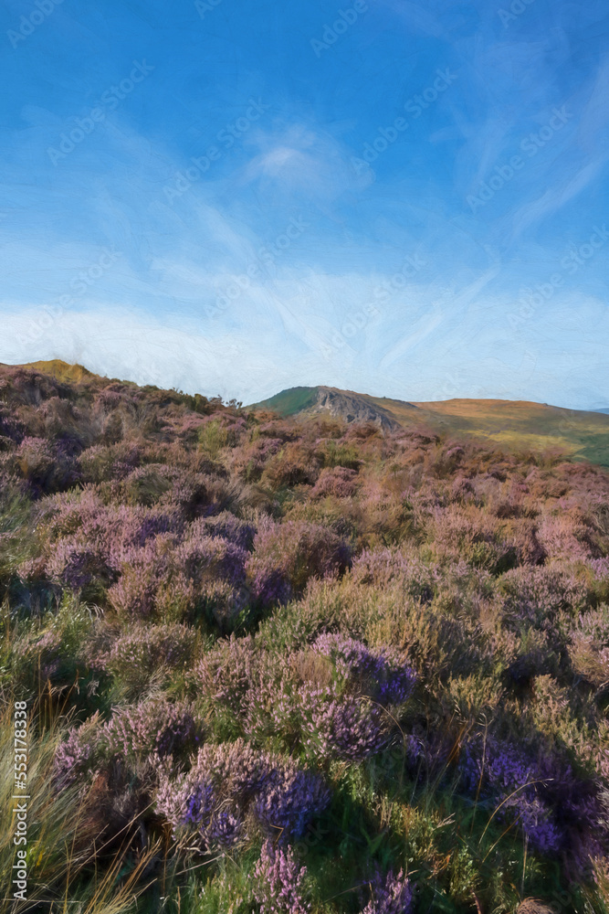 Obraz premium Digital oil painting of The Roaches from Hen Cloud in the Peak District National Park, UK.