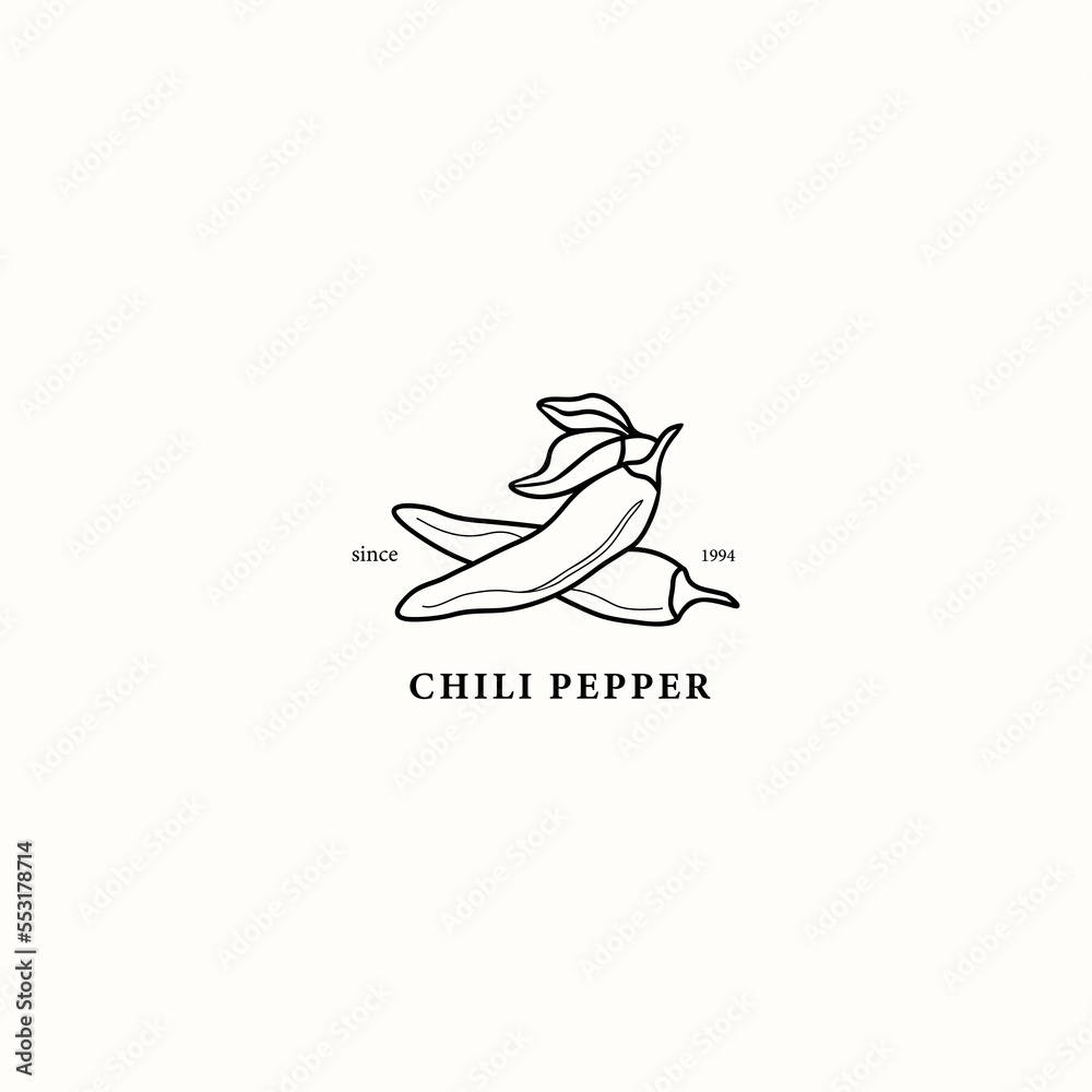 Fototapeta premium Line art chili pepper illustration