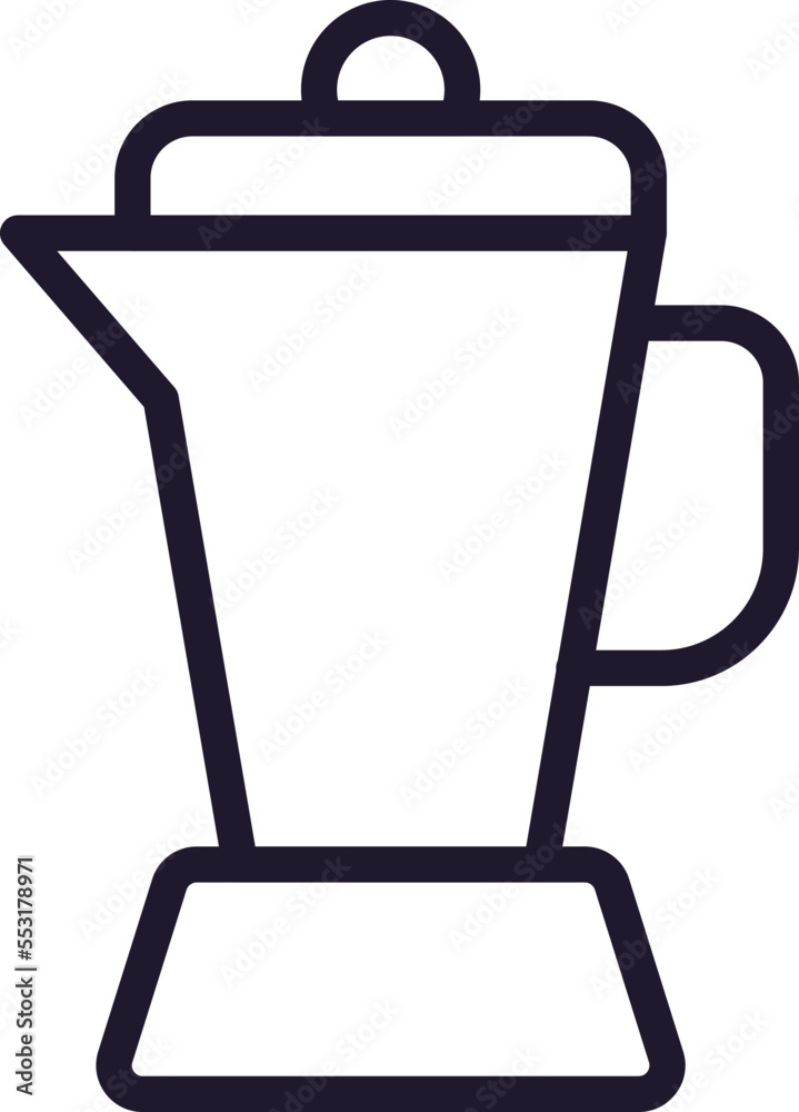 Kitchen and cooking concept. Vector sign drawn with black thin line. Editable stroke. Line icon of blender Kitchen and cooking concept. Vector sign drawn with black thin line. Editable stroke. Line icon of blender