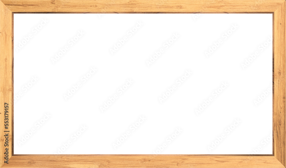 rectangular wooden frame on transparent background
