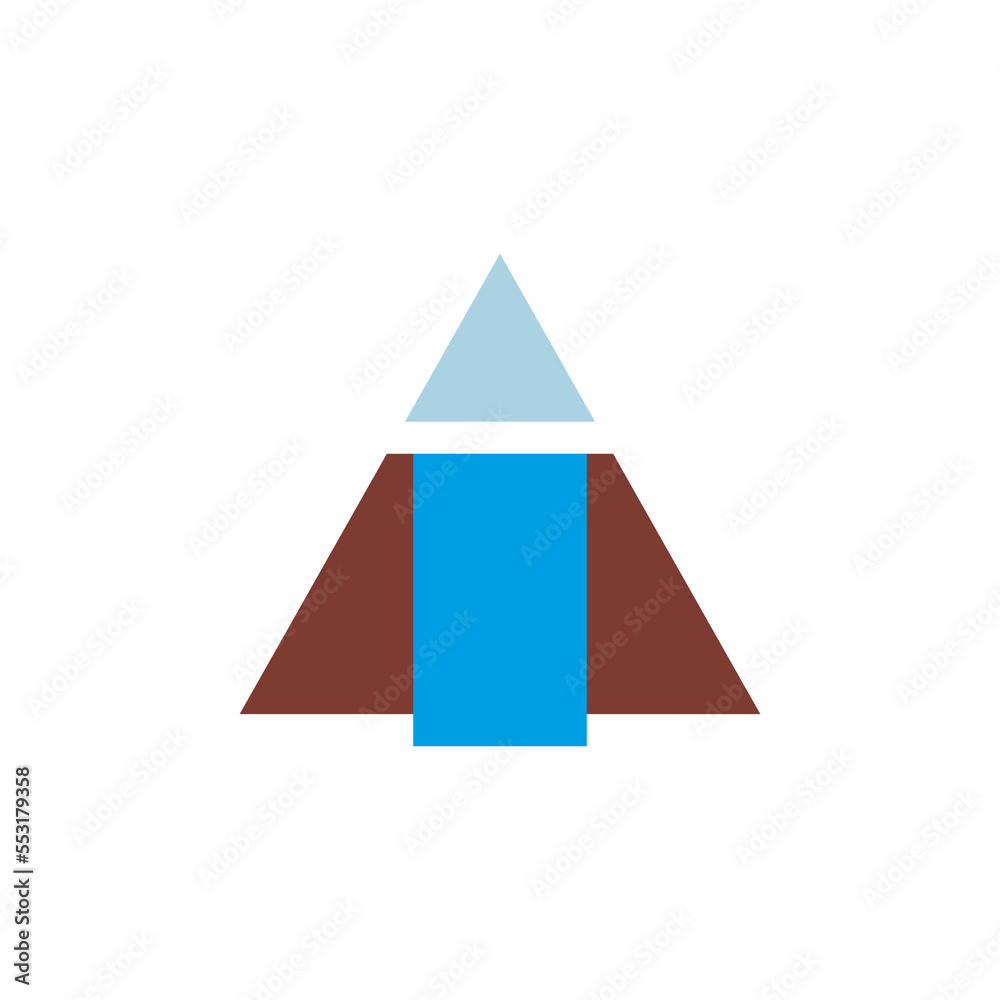 Waterfall vector logo and icon with mountain river and icy peak. Waterfall vector logo and icon with mountain river and icy peak.