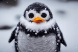 Penguins in a bright cartoon style made of felt. Winter illustration. Generative AI	