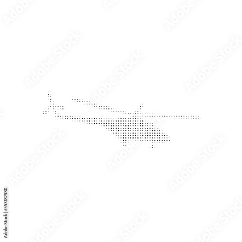 The helicopter symbol filled with black dots. Pointillism style. Vector illustration on white background